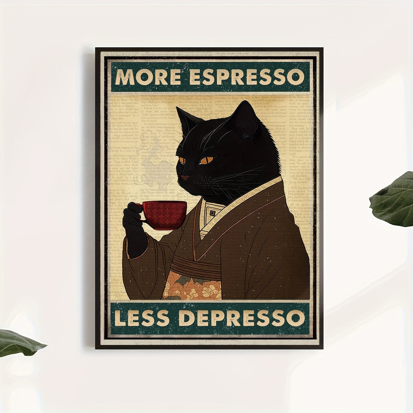 Poster med katt - "More Espresso, Less Depresso"