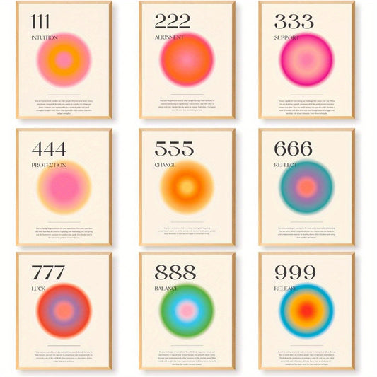 Set om 9 posters med "Angel numbers"