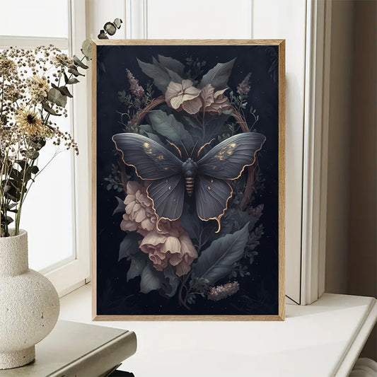 Poster med mörk & vacker fjärilskonst
