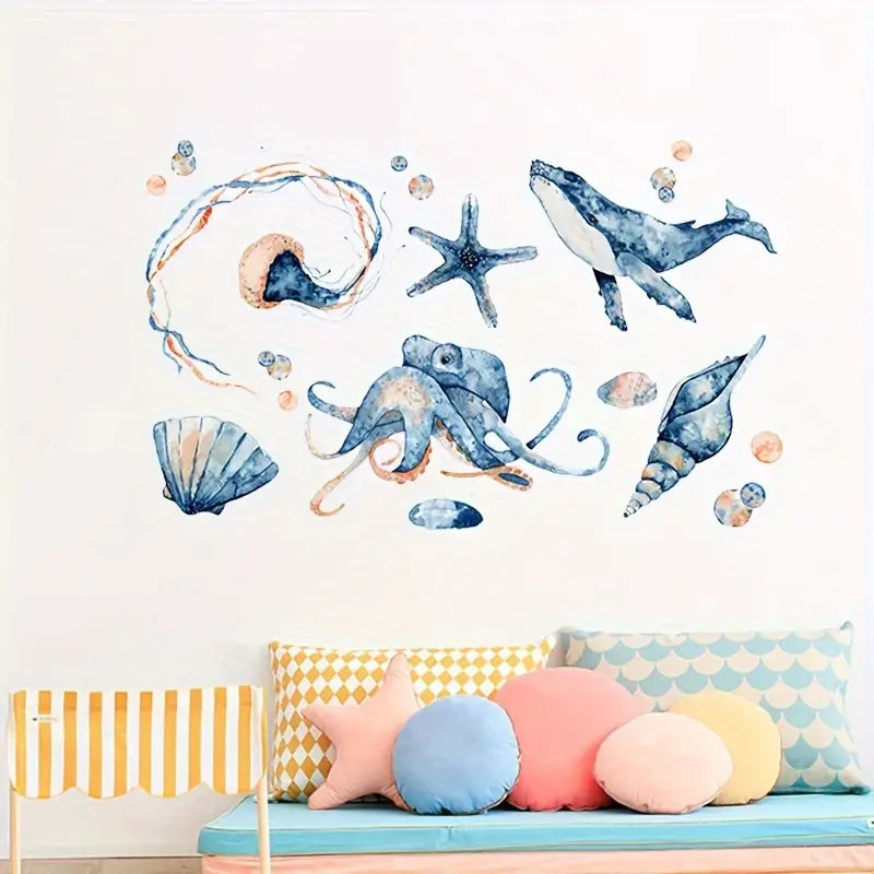 Havsliv väggdekor - Undervattensdesign - Barnrumsdekor - Väggdekorshopen