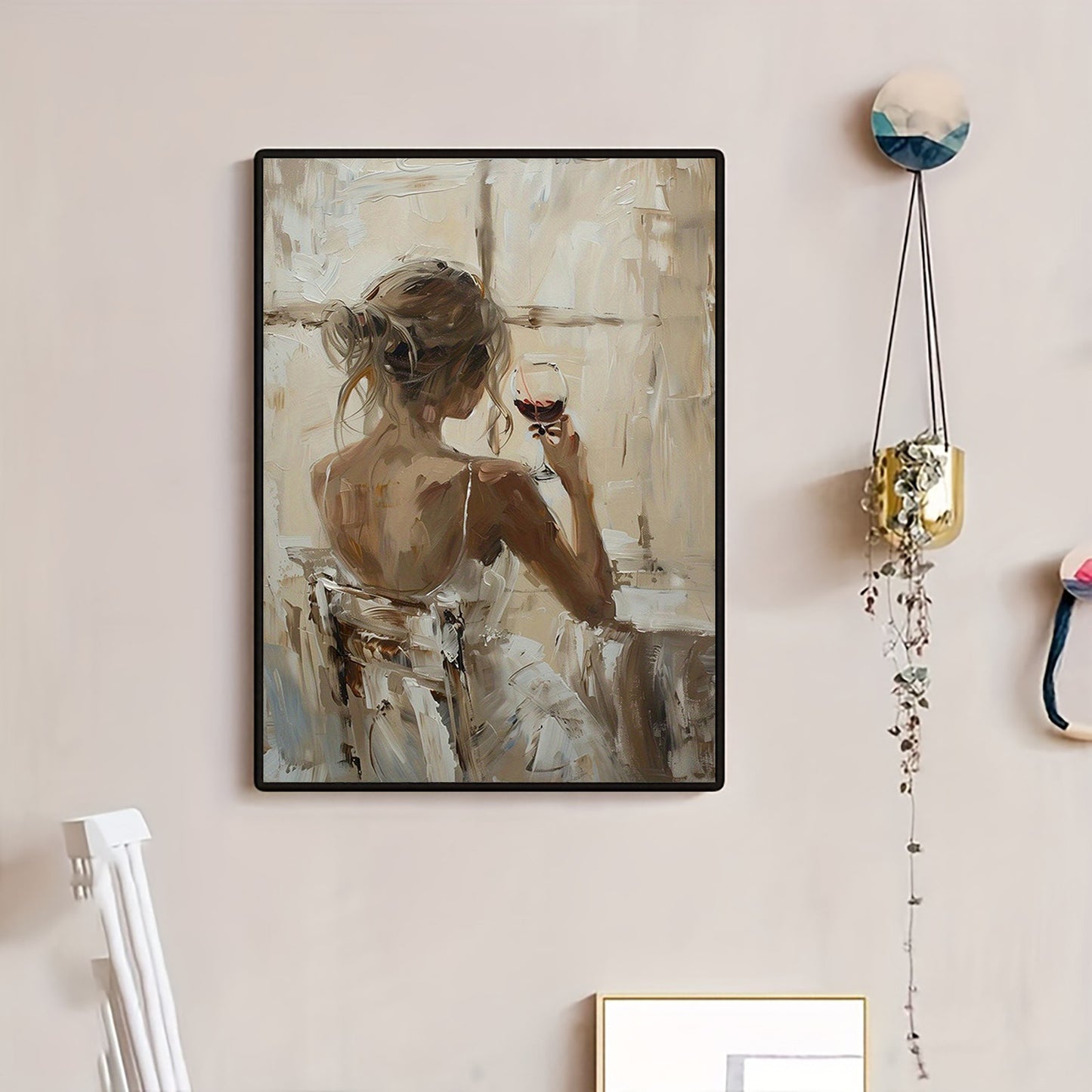 Poster - Abstrakt design med kvinna & vinglas