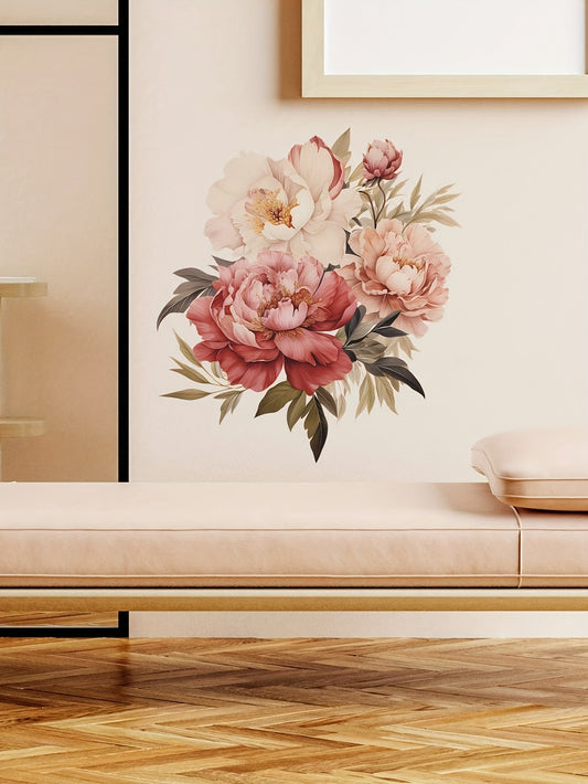 Blommor i vintagestil väggdekor - Retro design - Nostalgisk blomsterdekoration - Väggdekorshopen