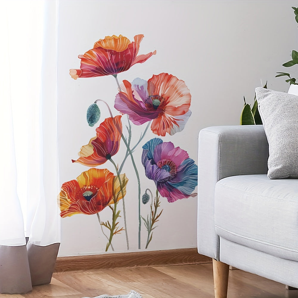Väggdekor med färgglada vallmoblommor
