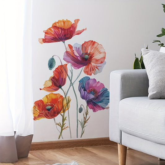 Väggdekor med färgglada vallmoblommor