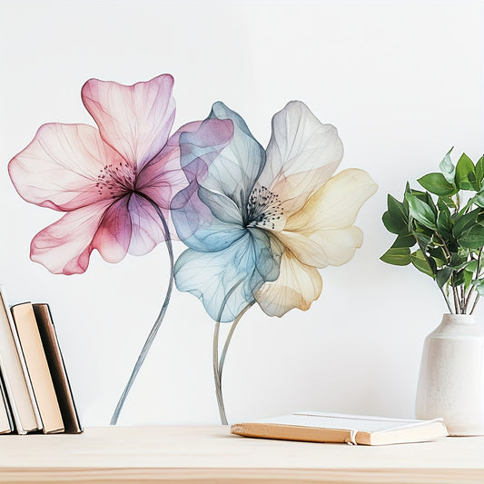 Vackra akvarellblommor väggdekor - Konstnärlig design - Romantisk blomsterdekoration - Väggdekorshopen