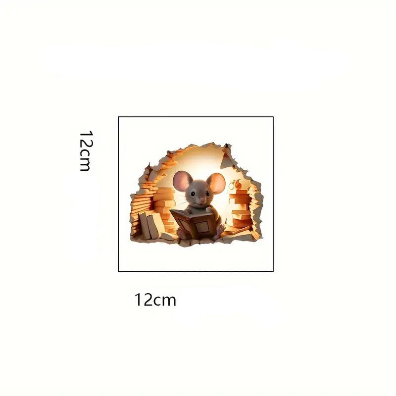 Väggdekor med söt musunge i musbibliotek