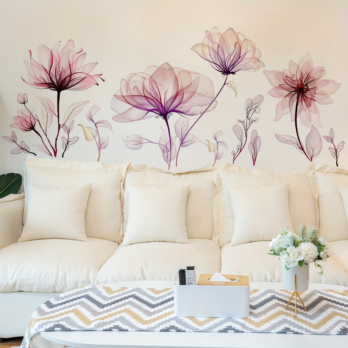 Väggdekor - Eleganta blommor i akvarellstil
