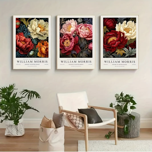 Set om 3 posters med vackra färgrika blommor