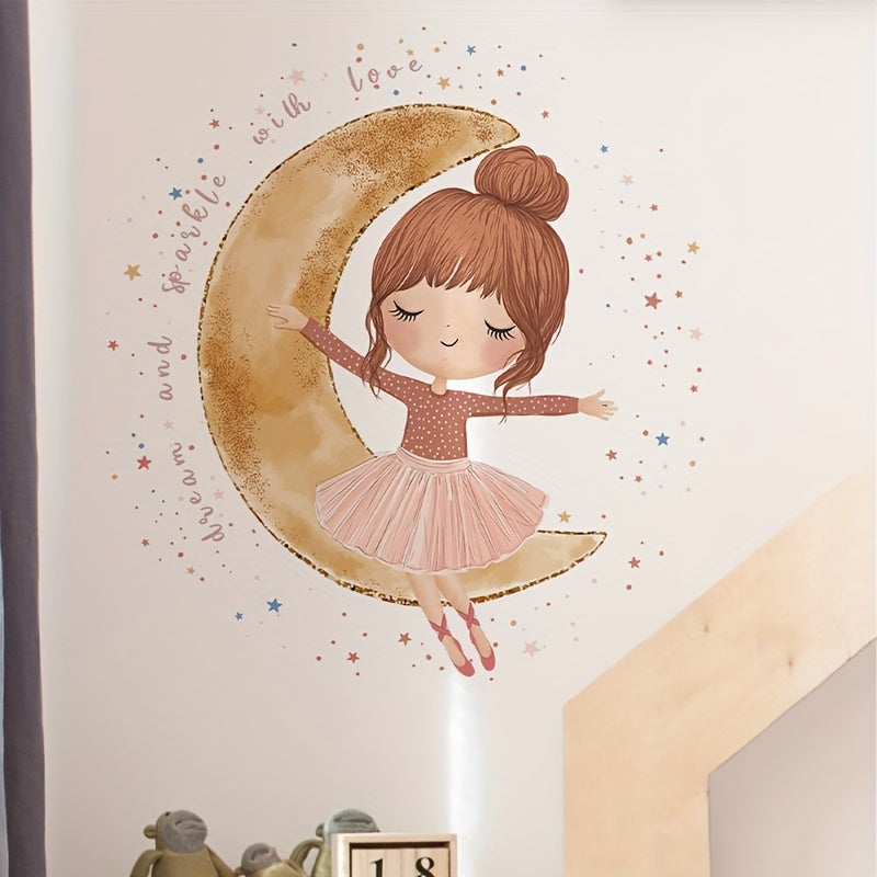 Väggdekor – Drömmande flicka på månen