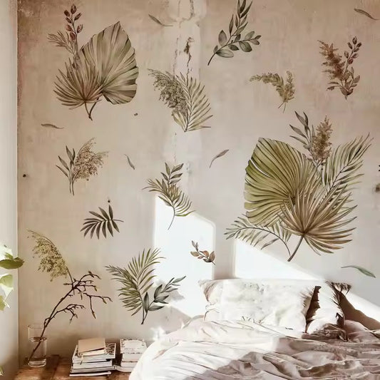 Vackra blad väggdekor - Bohemisk design - Naturinspirerad dekoration - Väggdekorshopen