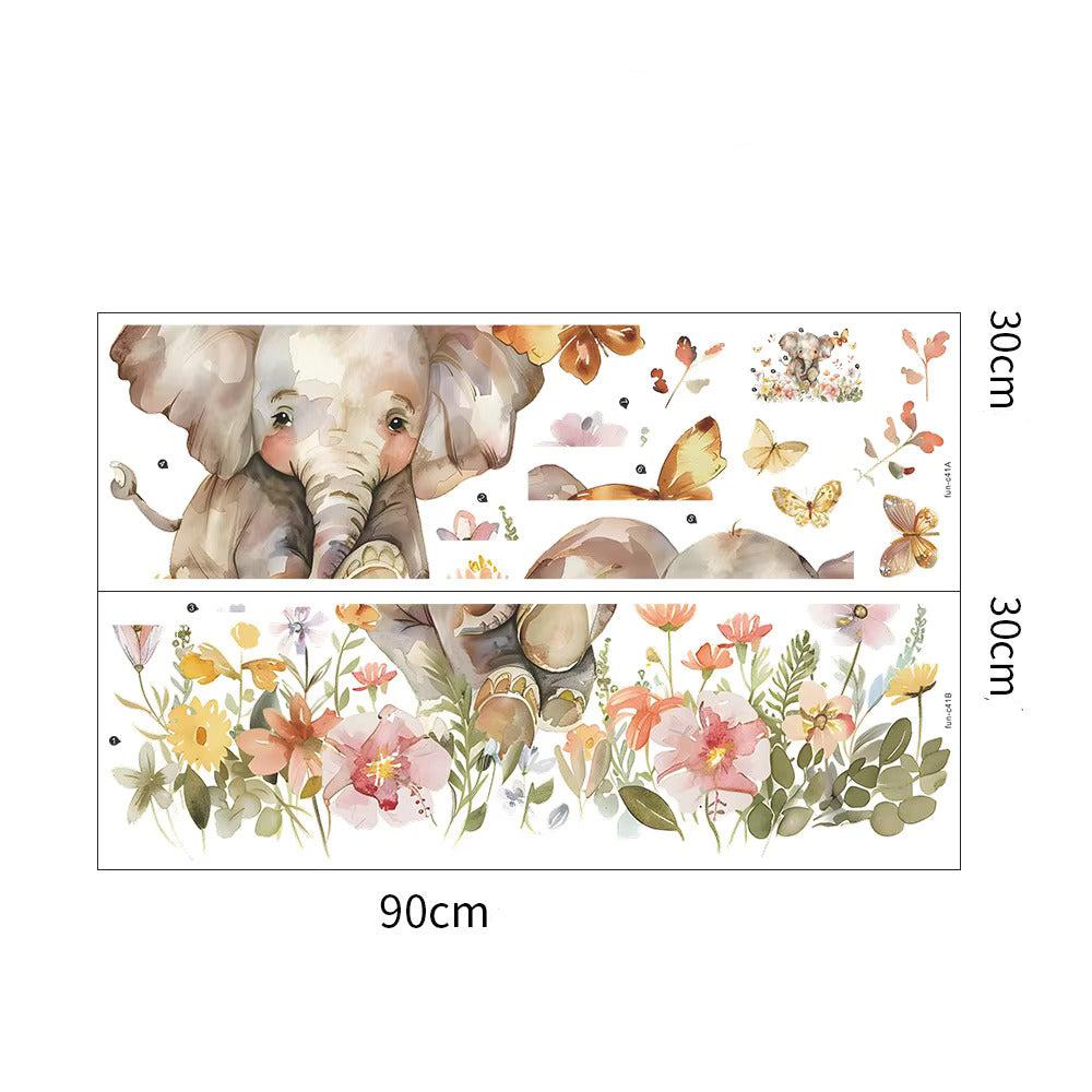 Väggdekor Tecknad elefant med fjärilar