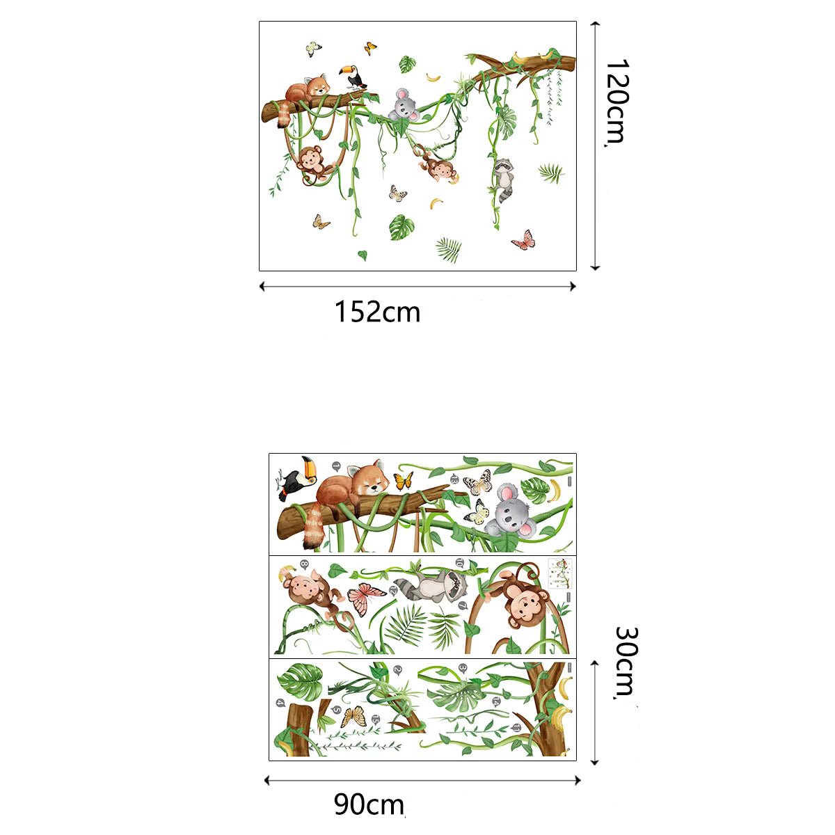 Väggdekor Söta djur i djungeln