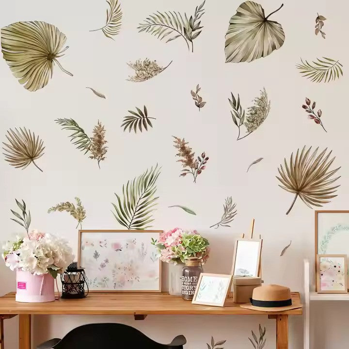 Vackra blad väggdekor - Bohemisk design - Naturinspirerad dekoration - Väggdekorshopen