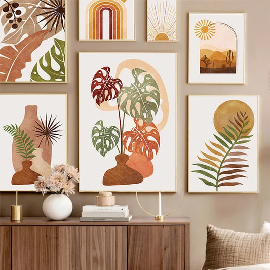 Monstera boho poster - Bohemisk design - Väggdekorshopen