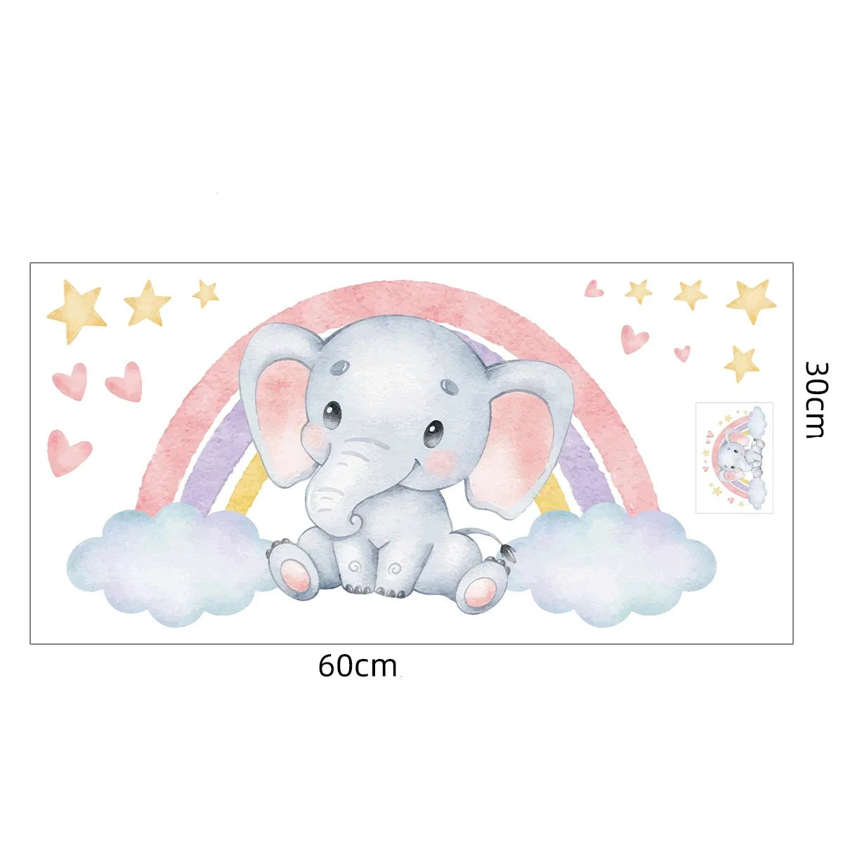 Väggdekor Elefant och regnbåge