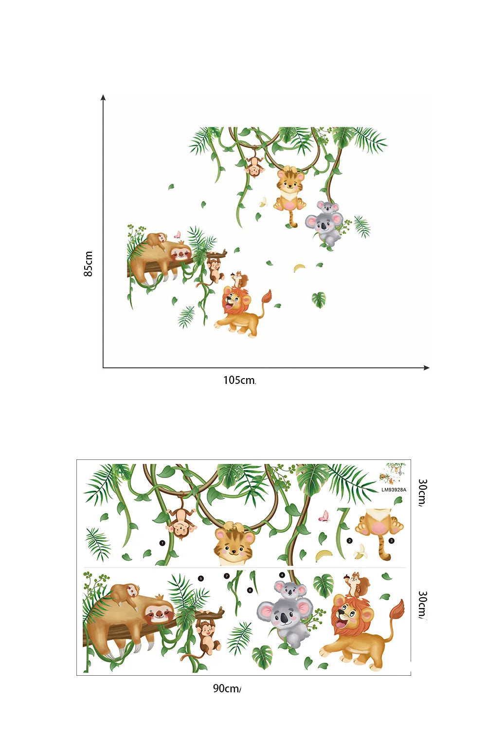 Väggdekor - djungeldjur på äventyr
