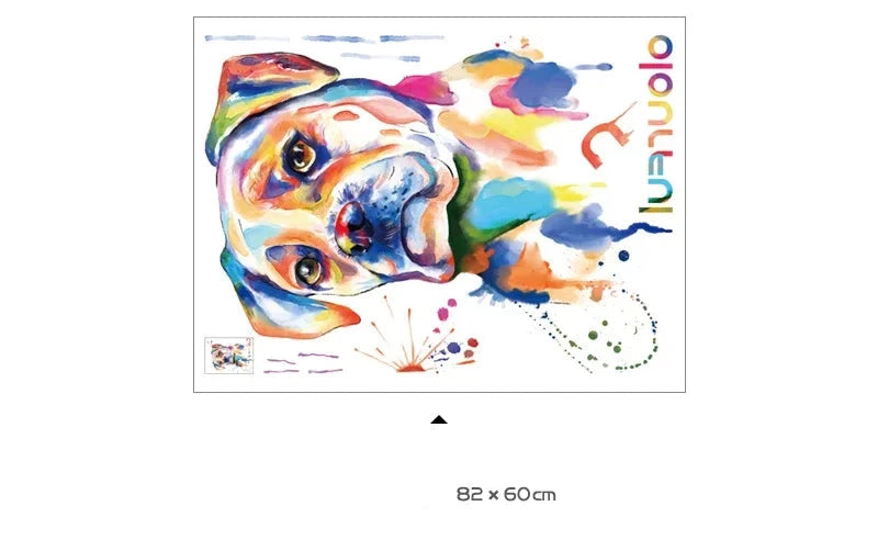 Färgglad hund väggdekor - Modern design - Lekfull hundmotiv - Väggdekorshopen