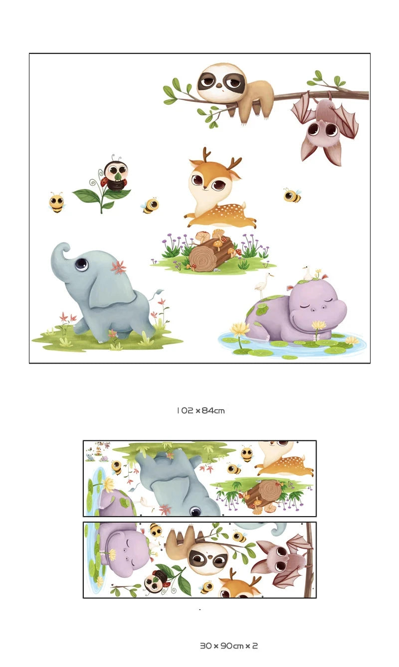 Väggdekor Tecknade djurbebisar