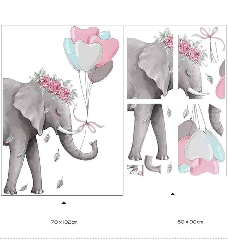Väggdekor Elefant med blomkrans