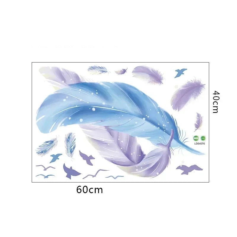 Färgglada fjädrar väggdekor - Livfull design - Bohemisk stil - Väggdekorshopen