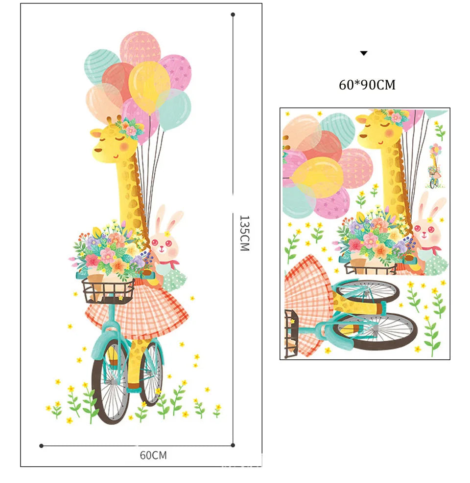 Väggdekor med cyklande giraff