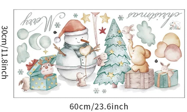 Väggdekor Snögubbe med gran