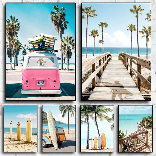 Strandmotiv och surfkultur poster - Strandliv design - Väggdekorshopen