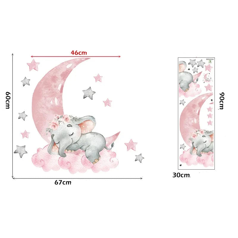 Väggdekor Sovande babyelefant på moln