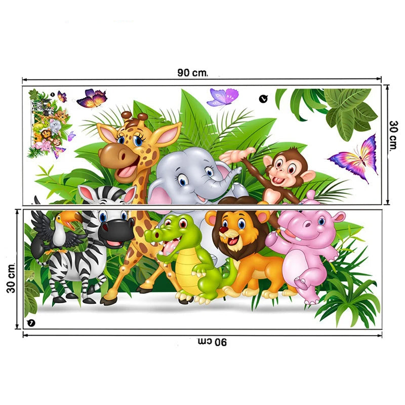 Väggdekor med färgglada djungeldjur