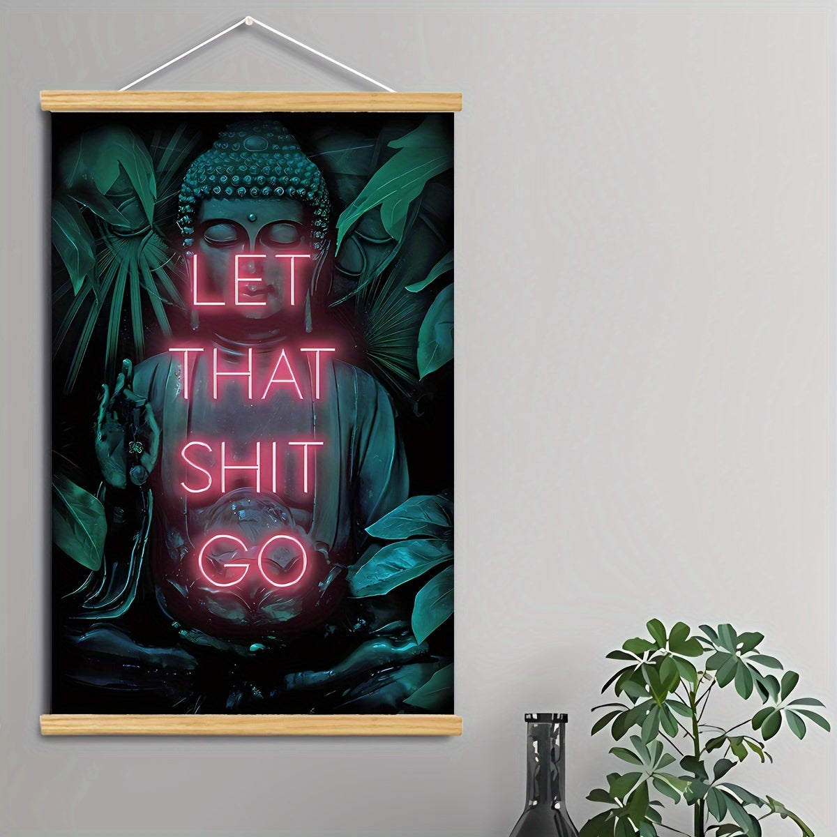 Poster med Buddha – "Let That Shit Go"
