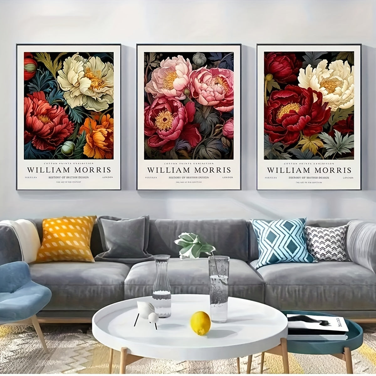 Set om 3 posters med vackra färgrika blommor