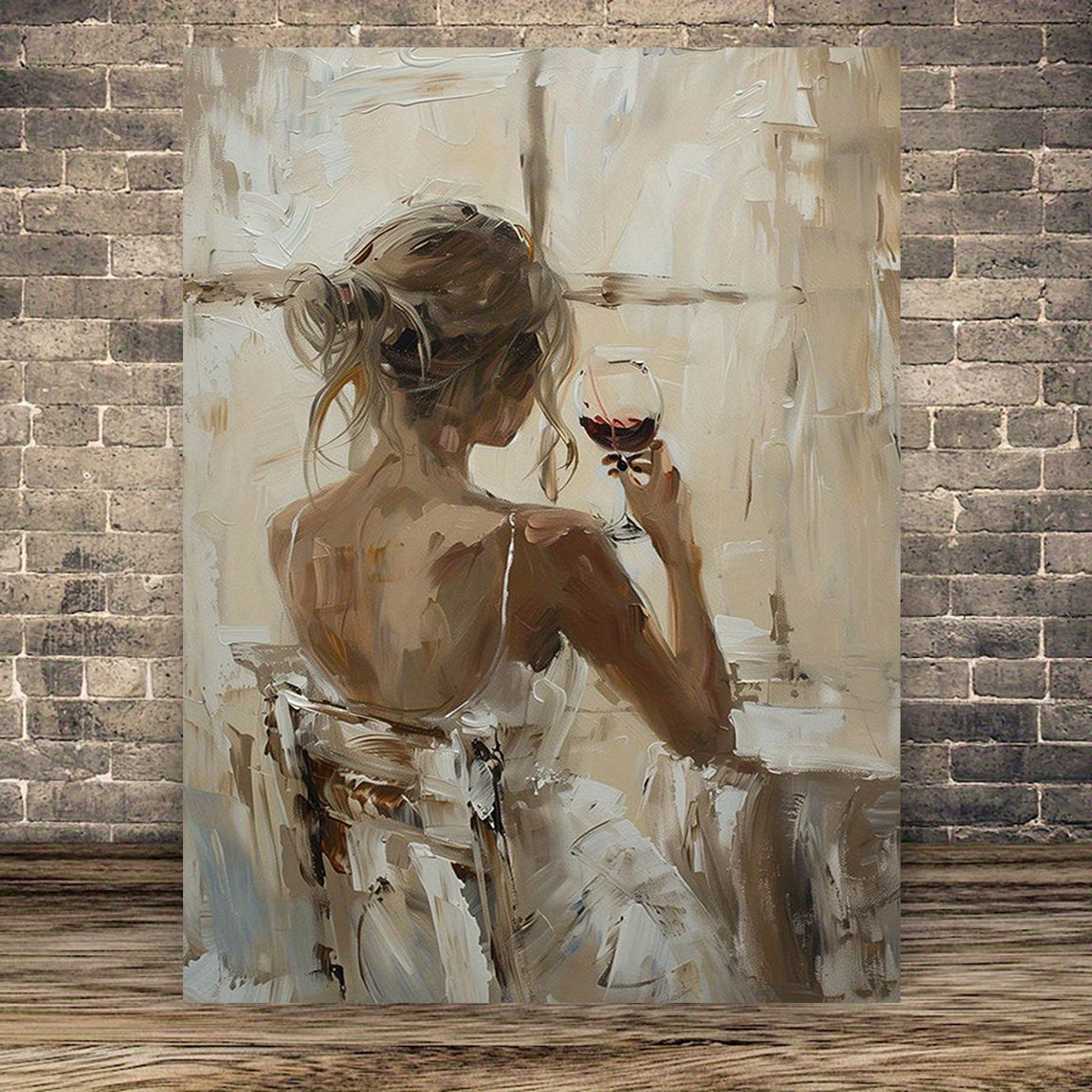 Poster - Abstrakt design med kvinna & vinglas