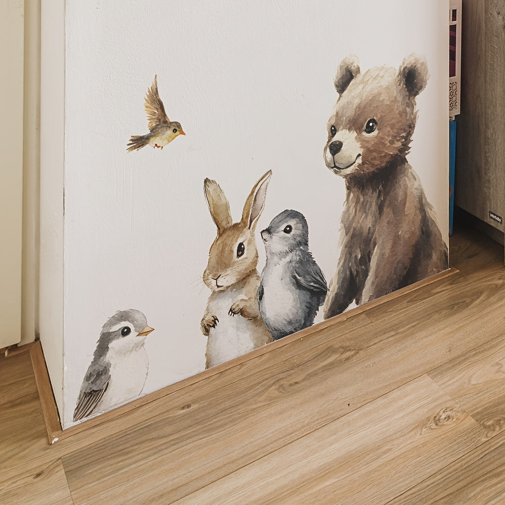 Väggdekor med söta djurvänner i akvarellstil