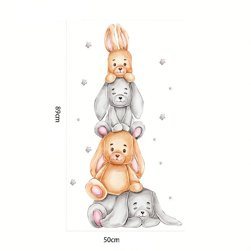 Väggdekor med söta staplade kaniner