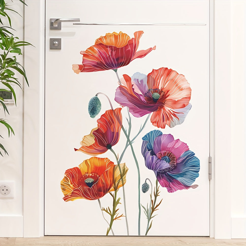Väggdekor med färgglada vallmoblommor