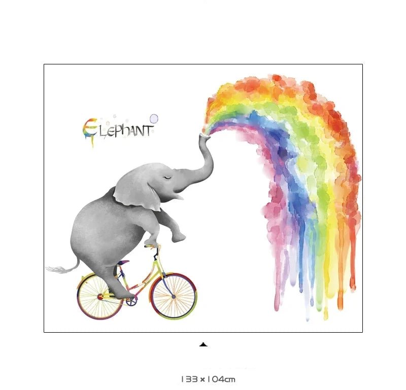 Cyklande elefant väggdekor - Lekfull design - Barnrumsdekor - Väggdekorshopen
