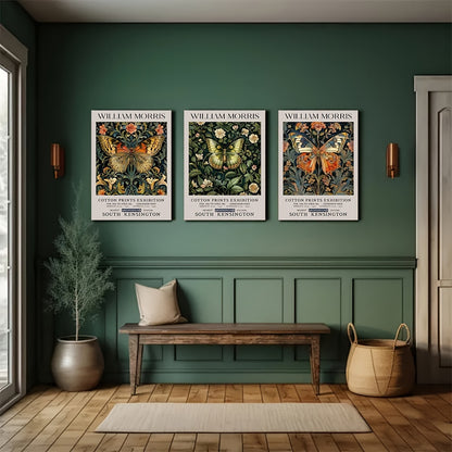 Set om 3 posters med fjärilar - William Morris