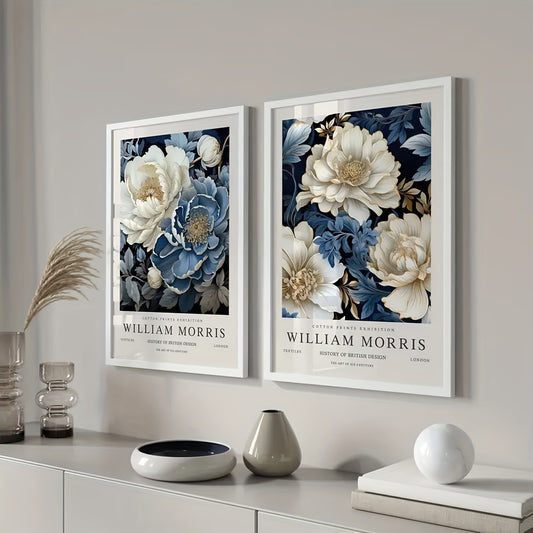 Set med 2 posters - Blommande elegans i blått & guld