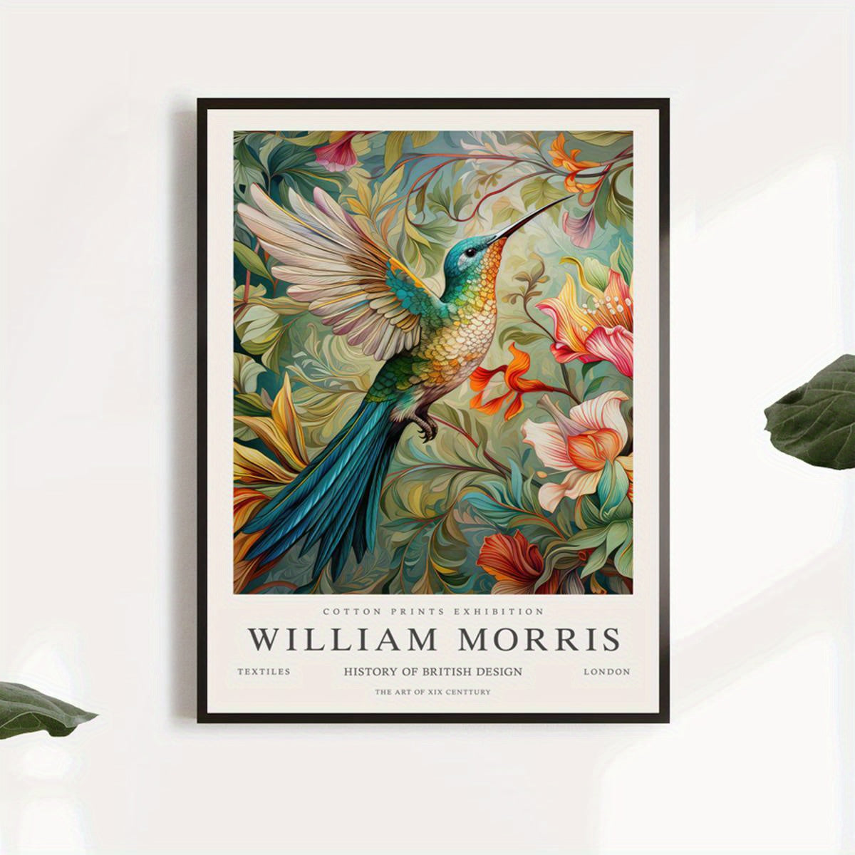 Poster med kolibri och blomster - William Morris