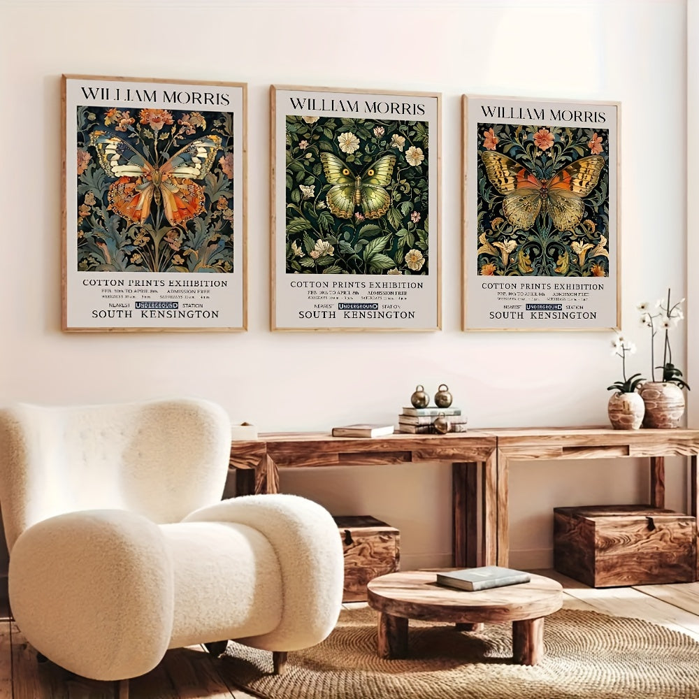 Set om 3 posters med fjärilar - William Morris