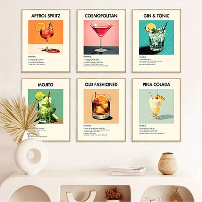 Set om 6 posters med cocktailrecept