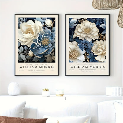 Set med 2 posters - Blommande elegans i blått & guld