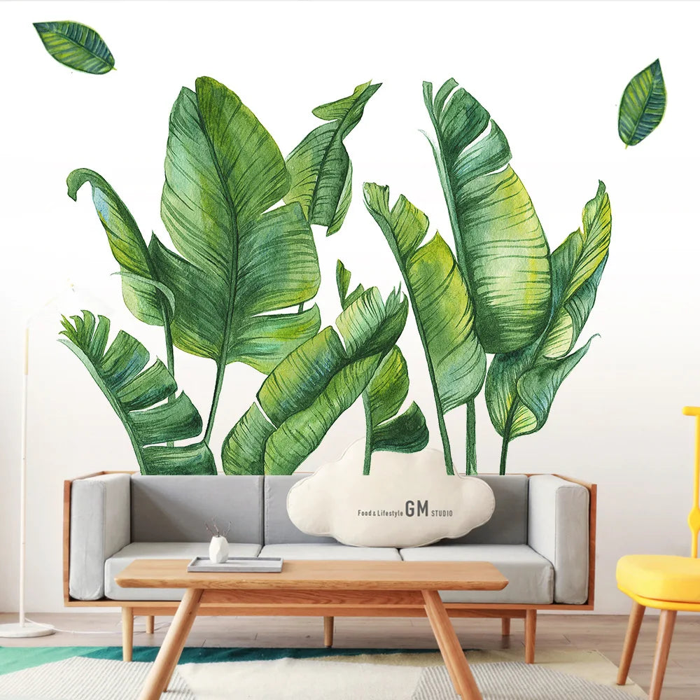 Stora bananblad väggdekor - Tropisk design - Exotiskt bladmotiv - Väggdekorshopen	
