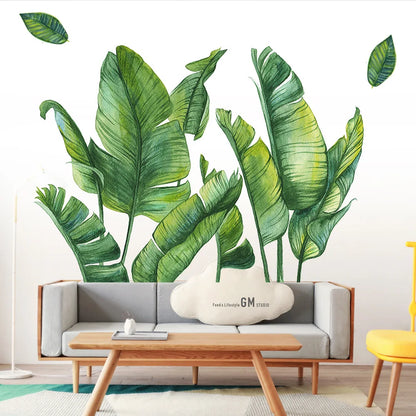 Stora bananblad väggdekor - Tropisk design - Exotiskt bladmotiv - Väggdekorshopen	