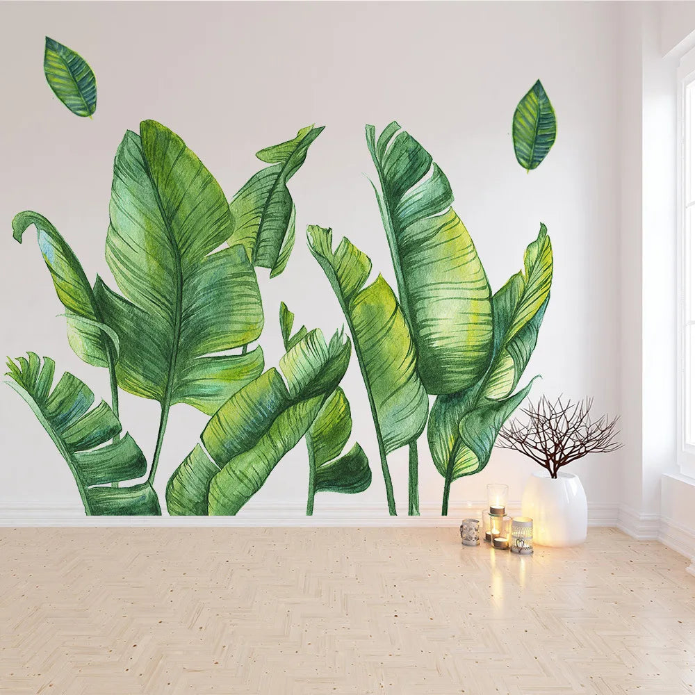 Stora bananblad väggdekor - Tropisk design - Exotiskt bladmotiv - Väggdekorshopen	