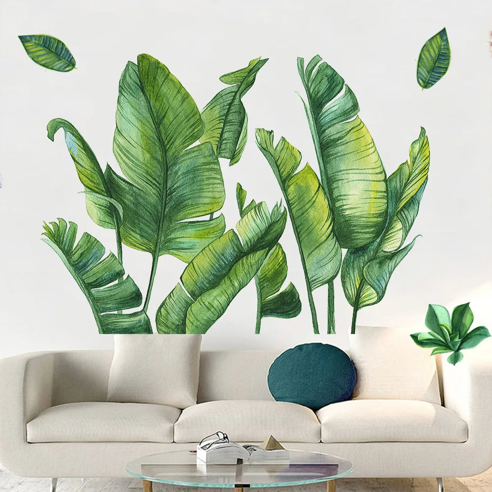 Stora bananblad väggdekor - Tropisk design - Exotiskt bladmotiv - Väggdekorshopen	