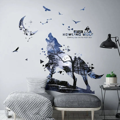 Vargsilhuett väggdekor - Dramatisk design - Naturmotiv - Väggdekorshopen	