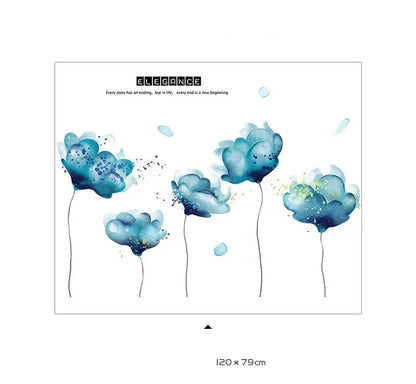 Romantiska blå blommor väggdekor - Elegant blomdesign - Harmonisk dekoration - Väggdekorshopen	