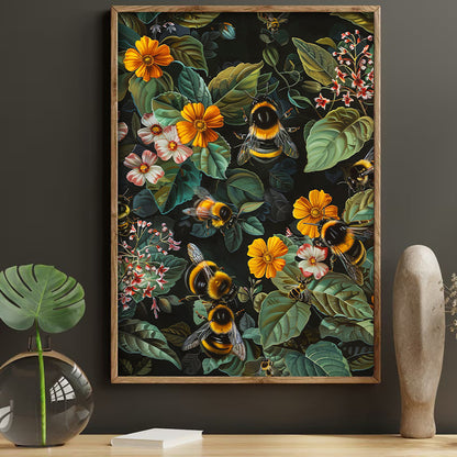 Poster med humlor och blommor i retrodesign