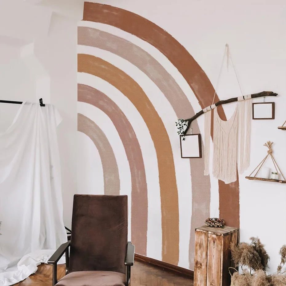 Bohemisk regnbåge väggdekor - Akvarelldesign - Modern boho stil - Väggdekorshopen	